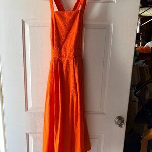 Orange Cross-Back Pinafore/Overall Dress (No Brand/Size Tag)